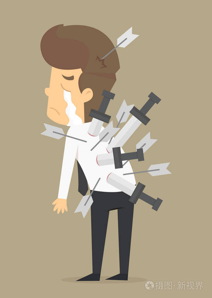 通过很多的障碍受伤的商人生活