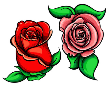 花玫瑰插画手拉的花集，上升集合