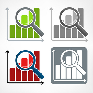 放大镜和图表颜色图标