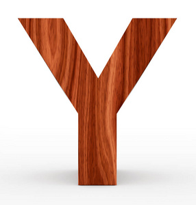 字母 Y 3d 木隔离白色