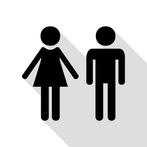 男性和女性的标志。与平面样式阴影路径的黑色图标