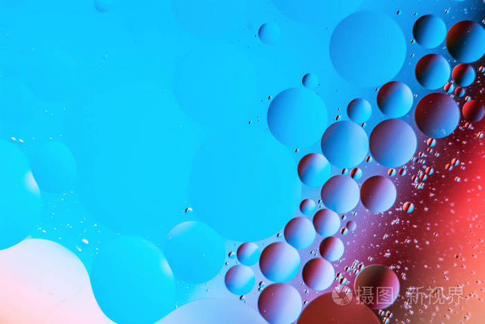 混合水和油美丽的颜色抽象背景基于圆和椭圆形