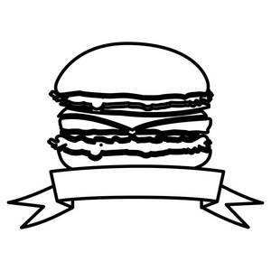 图汉堡包快餐与带状图标