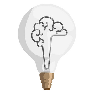 脑灯矢量插图概念隔离的设计创新灯泡光资源电符号解决方案发明瓦特脑力激荡的标志
