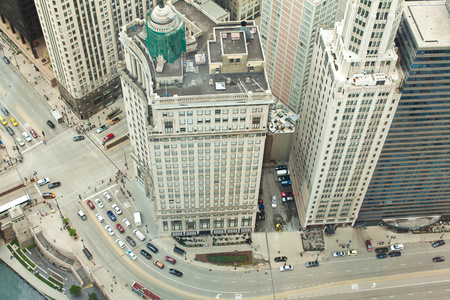 芝加哥。市中心的芝加哥鸟瞰图
