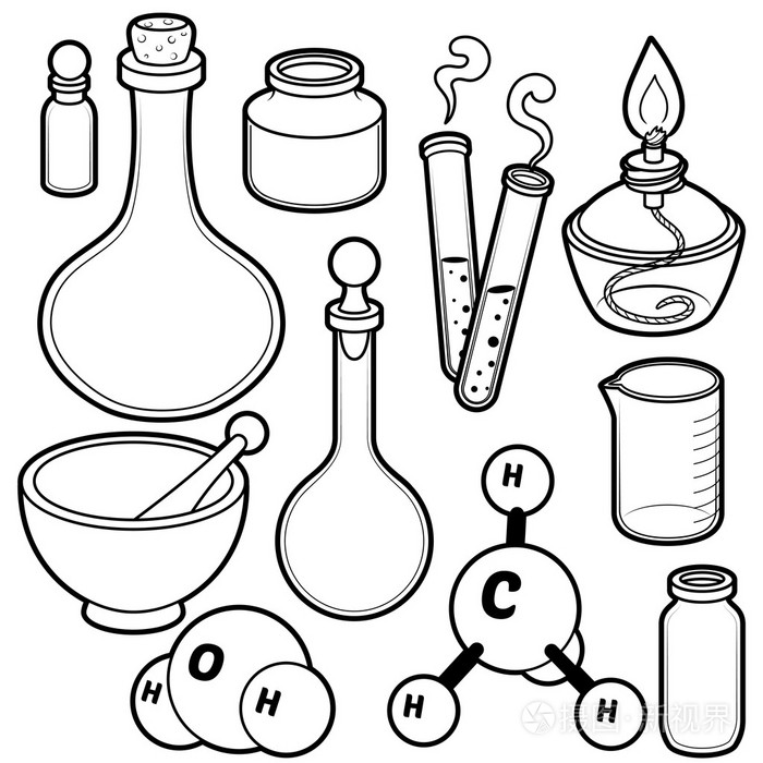 科学实验工具简笔画图片