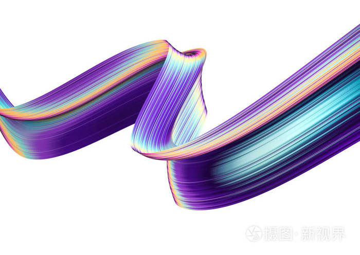 3d 渲染抽象背景 色彩鲜艳的90s 风格扭曲的形状在运动 彩虹数码艺术海报 横幅背景 设计元素 白色背景 全息隔离箔带照片 正版商用图片0ng8bx 摄图新视界