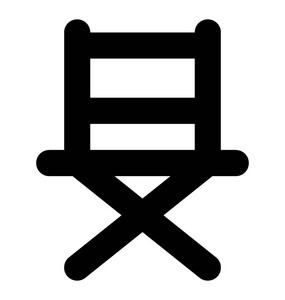 折叠椅, 电影导演或电影院符号加粗线矢量图标