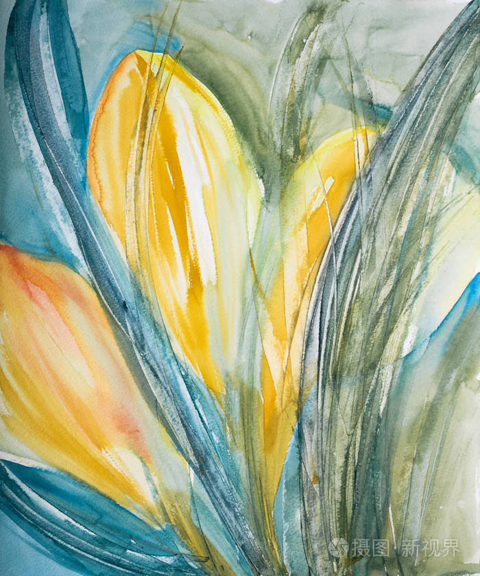 抽象的花朵水彩画