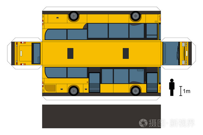 城市公交车的纸模型