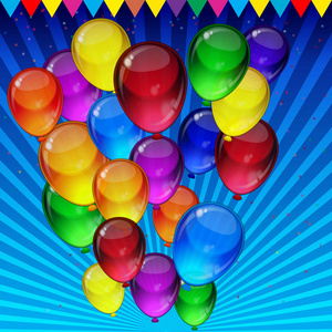 生日晚会背景五颜六色的节日气球