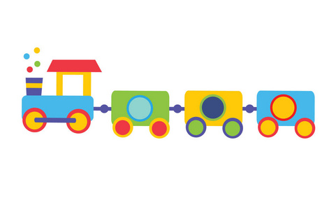 火车轨道图设计彩色卡通玩具火车.儿童矢量插图照片