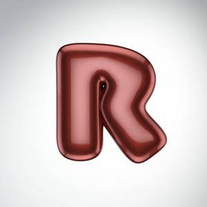 光滑的油漆字母 R. 3d 闪烁 isola 的气泡字体渲染