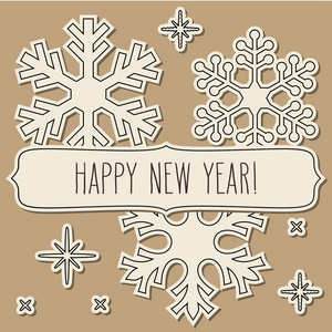 剪纸雪花框架和新年的祝福