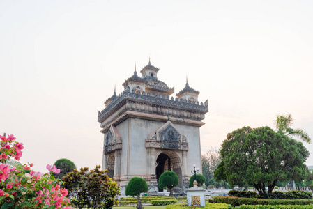 美丽的建筑学帕图夏伊 胜利门 在万象, 老挝