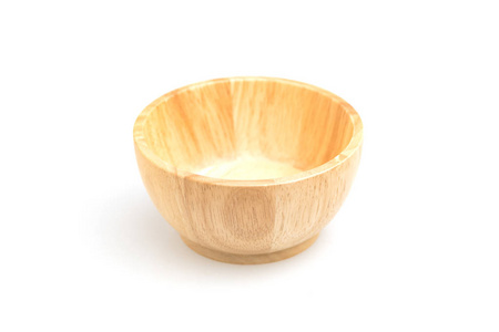 木制碗和器皿, 在白色背景下隔离