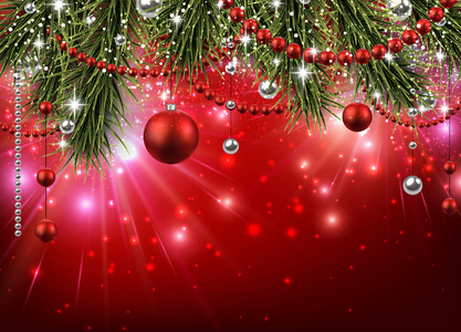 圣诞枞树枝和球