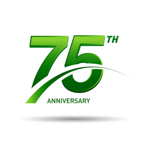 75年绿色周年纪念标志在白色背景