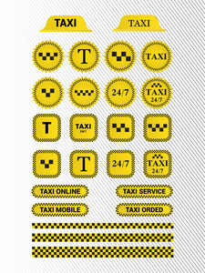 出租车时尚套贴纸 标志和图标