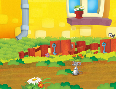 卡通院子里场景照片