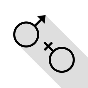 性的象征符号。与平面样式阴影路径的黑色图标