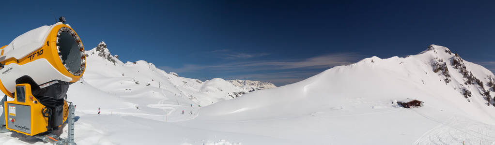 冬季风景在滑雪胜地, 坏 Hofgastein, 奥地利。全景图片