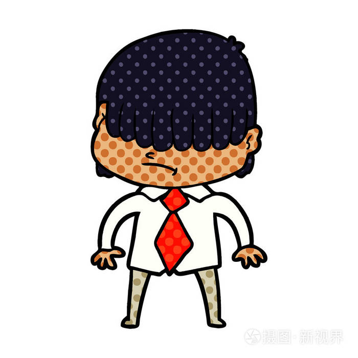 凌乱的头发的卡通男孩