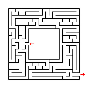 从中心找到出路.在白色背景上隔离的简单平面矢量插图.