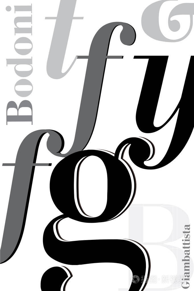 bodoni.typographic 组成.字母的图案.矢量