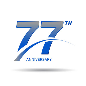 77年蓝色周年纪念标志在白色背景