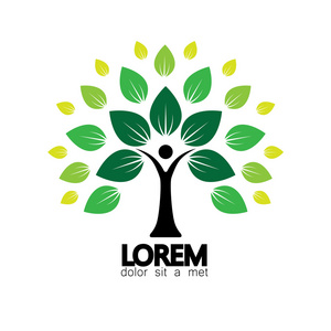 抽象人的生命标志图标树矢量照片