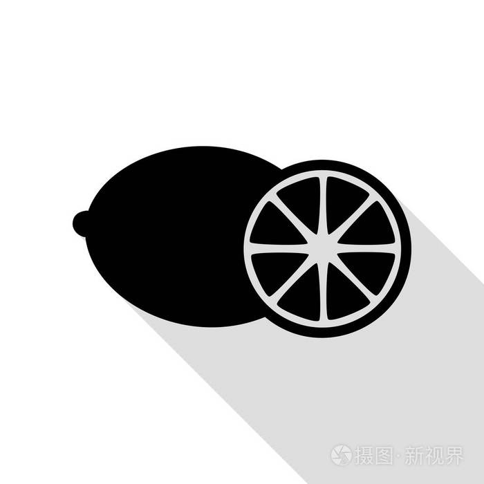 水果柠檬的标志.与平面样式阴影路径的黑色图标