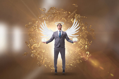 商人带翅膀的天使投资者概念照片