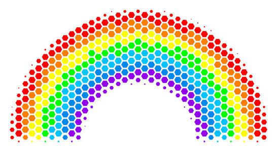 六角半色调彩虹图标图片