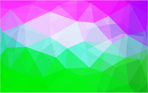 光粉红色，绿色矢量多边形抽象背景。多边形的几何三角