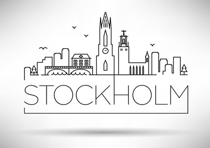 斯德哥尔摩城市剪影版式设计图片