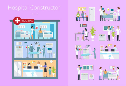 医院构造函数图标矢量插图