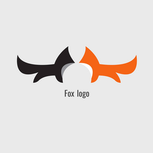 狐狸黑色和橙色标志, 符号。矢量图像。白色 backgr
