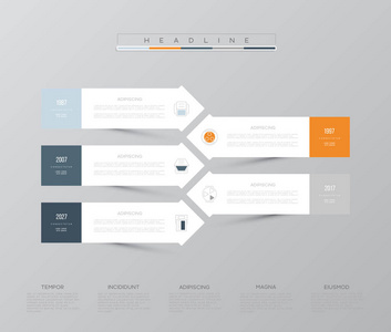 矢量图模板。经营理念与 5 选项。为内容图 流程图 步骤 部件 时间线图表 工作流 布局图表