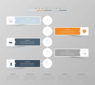 矢量图模板。经营理念与 5 选项。为内容图 流程图 步骤 部件 时间线图表 工作流 布局图表