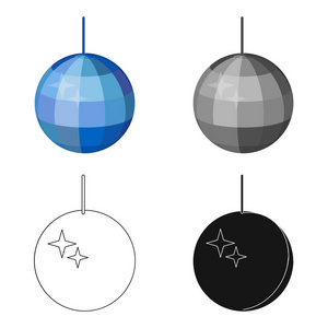 在白色背景上孤立的卡通风格的迪斯科球图标。事件服务符号股票矢量图