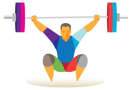 举重运动员抓举完美技术插画