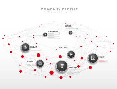 公司配置文件概述模板与红色圆圈和点李