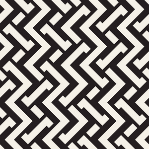 隔行扫描线迷宫格子。民族的单色纹理。抽象的几何背景设计。矢量无缝黑色和白色花纹