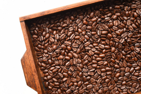 咖啡豆为背景的特写