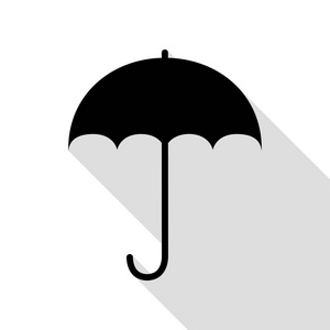 雨伞标志图标。雨保护标志。平面设计风格。与平面样式阴影路径的黑色图标