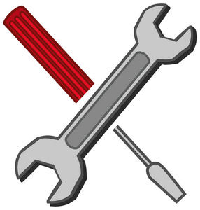 扳手和螺丝刀在白色背景上照片