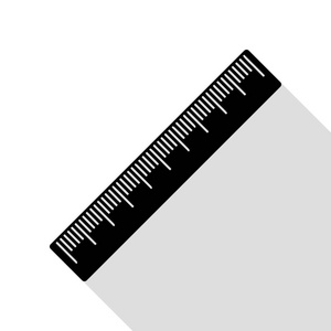 厘米的尺子标志。与平面样式阴影路径的黑色图标
