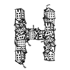 字母 h 由房屋,向量字母设计照片