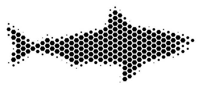六角半色调鲨鱼图标